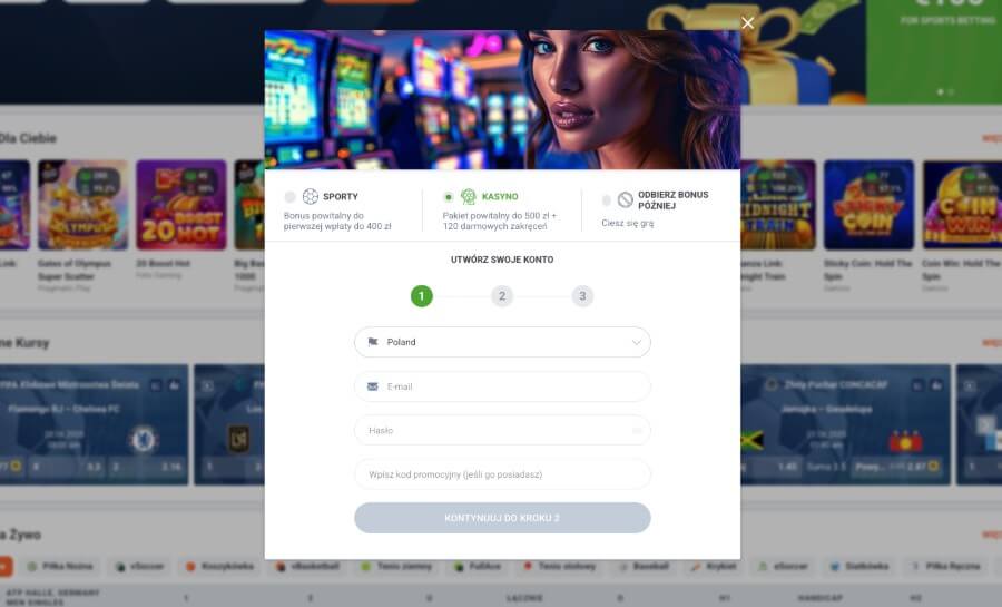 rejestracja konta w kasynie 20bet