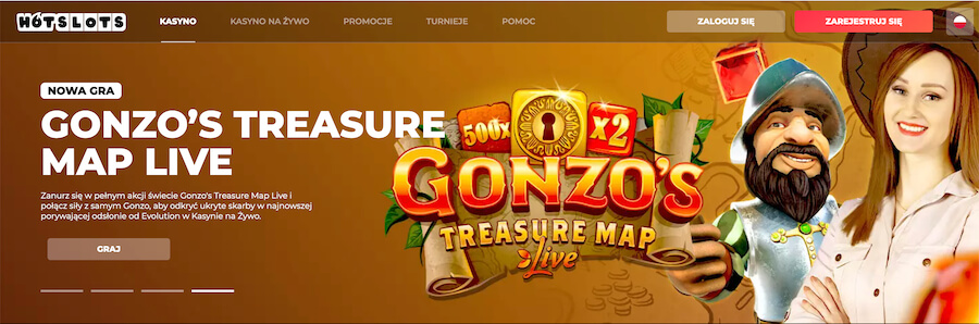Gonzo's Treasure map w kasynie HotSlots.