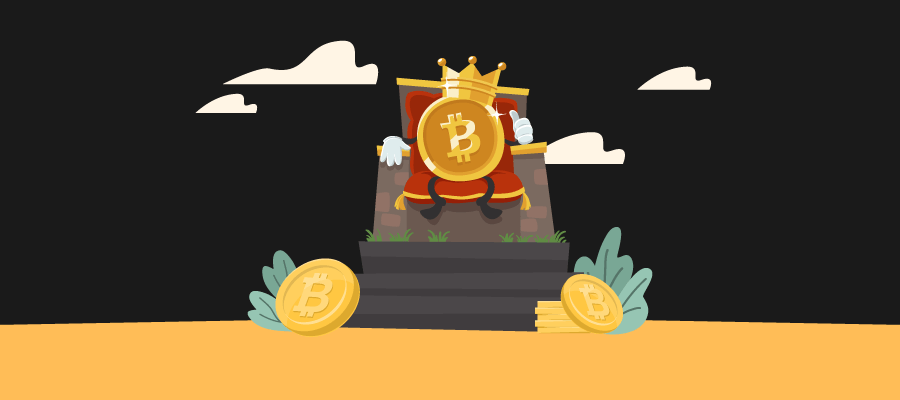 Infografika - Bitcoin "król krypotwalut" na tronie.