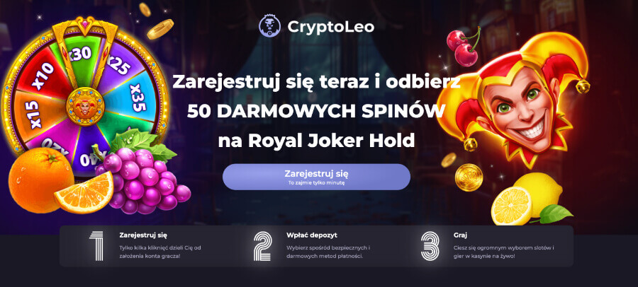 50 darmowych spinów bez depozytu w kasynie CryptoLeo.