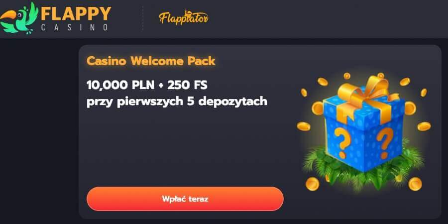 Pakiet powitalny kasyna Flappy Casino.