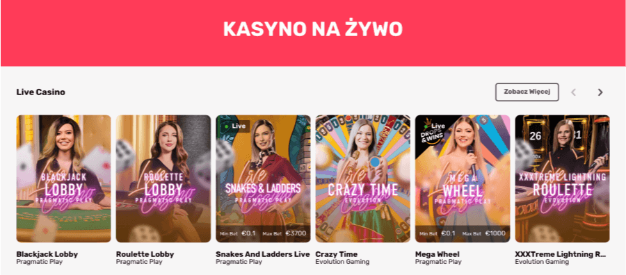 Kasyna na żywo dostępne w kasynie JustSpin