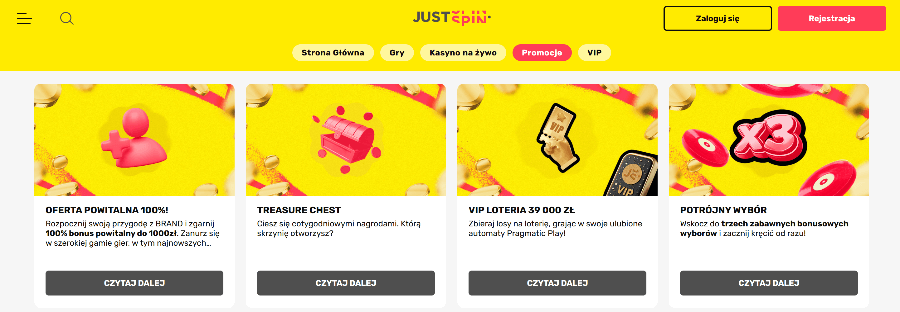 Promocje dla graczy dostępne w kasynie JustSpin