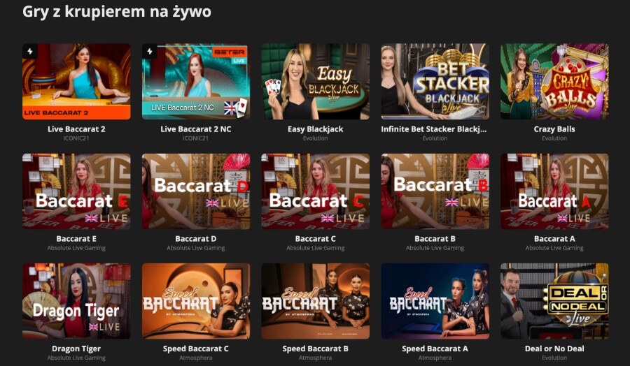 Kasyna na żywo dostępne w Brucebet