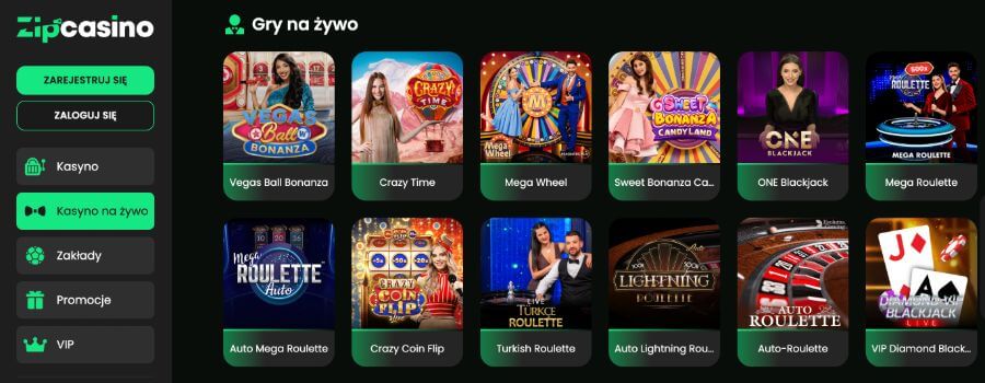 Zip Casino kasyno na żywo
