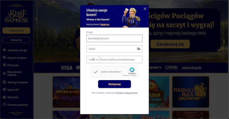 slot express reejstracja