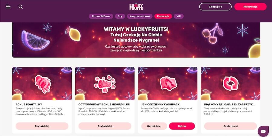 lucky fruits bonusy kasynowe