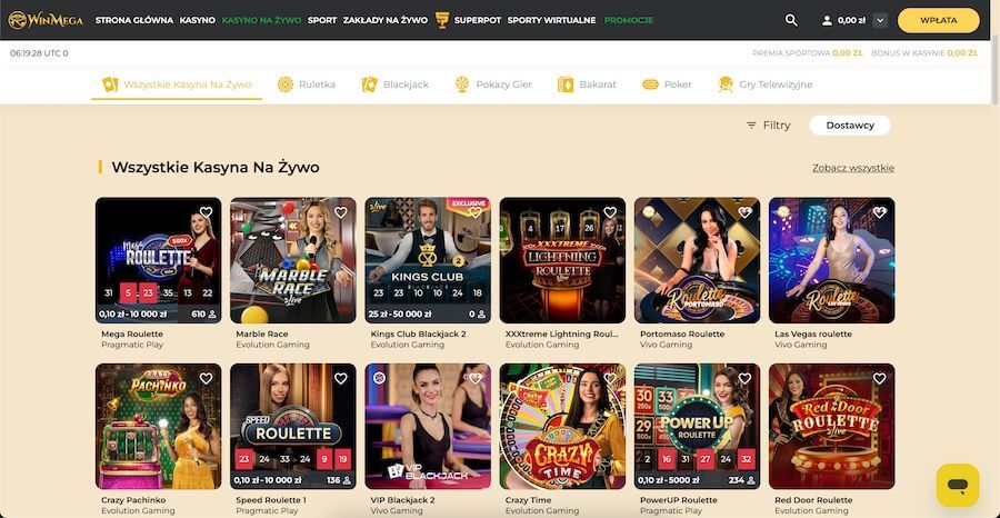 Winmega kasyno na zywo
