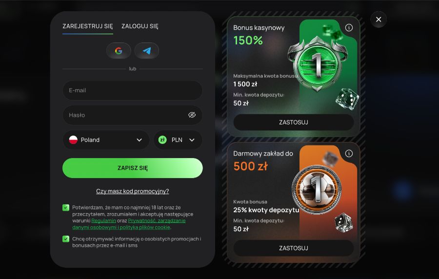 rejestracja konta w kasynie flagman