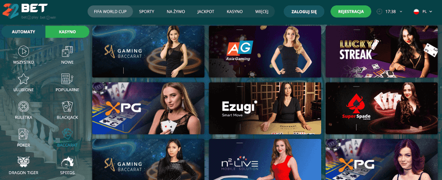 22Bet kasyno na żywo